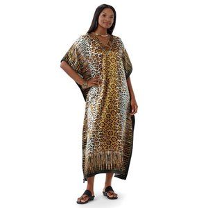 Safari Print Silky Long Caftan NEW One Size